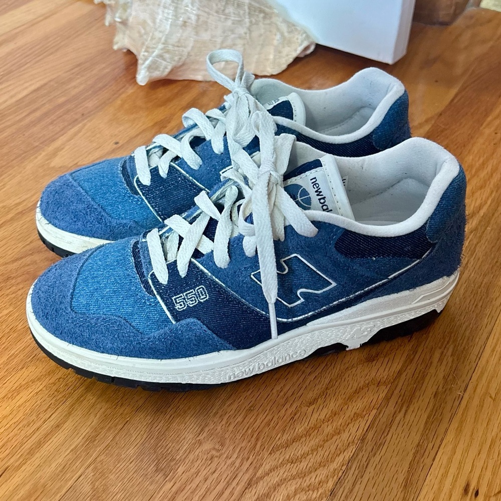New Balance Denim Blue and White/Cream Sneakers